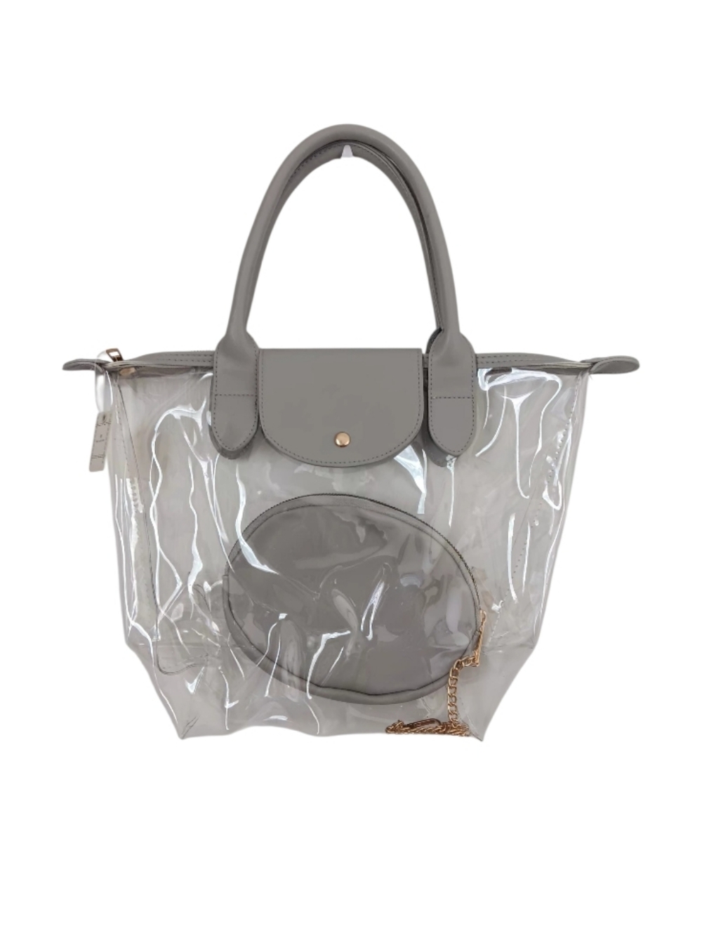 Clear Vinyl Gray Tote Bag - Picture 2 of 10